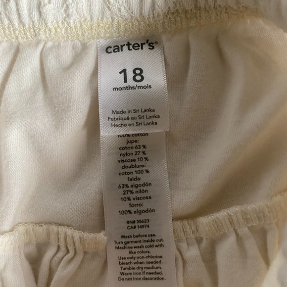 Carter's Floral Lined Lace Skirt Scallop Hem 18 M - Picture 7 of 8